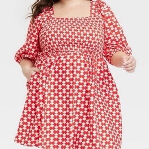 Ava & Viv knee length Smocked Dress with Back Tie